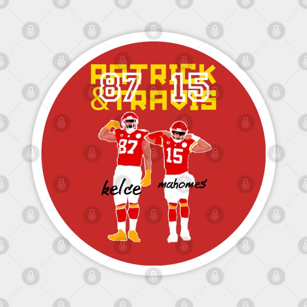 Mahomes and travis kelce kc chiefs Magnet by Qrstore